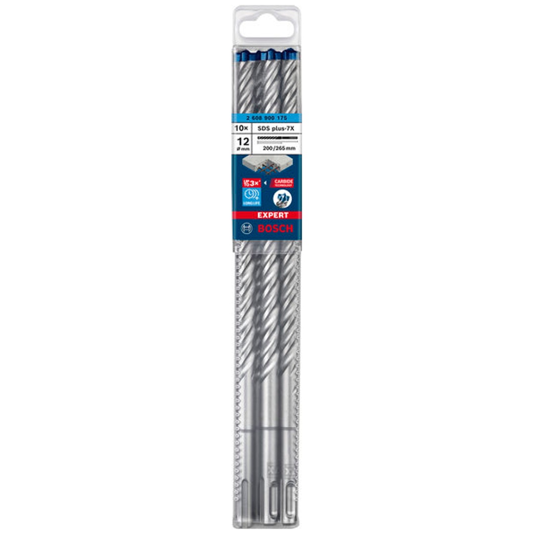 Bosch EXPERT SDS plus-7X Hammerbohrer, 12 x 200 x 265 mm, 10er-Pack