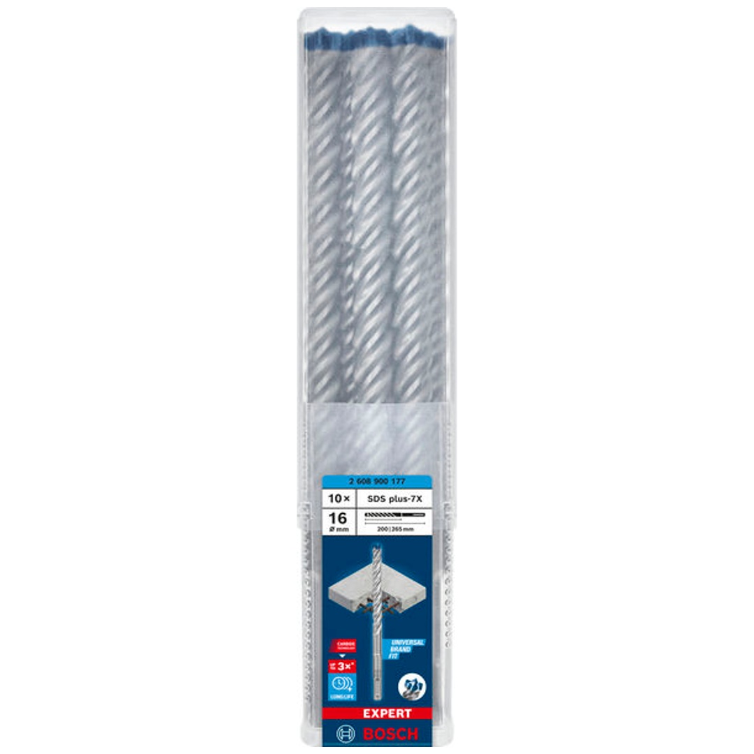 Bosch EXPERT SDS plus-7X Hammerbohrer, 16 x 200 x 265 mm, 10er-Pack