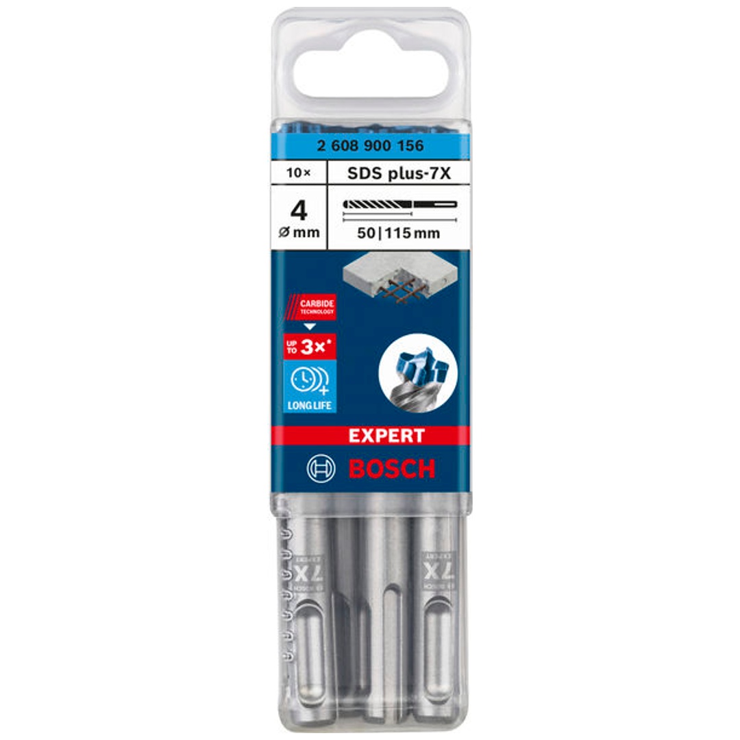 Bosch EXPERT SDS plus-7X Hammerbohrer, 4 x 50 x 115 mm, 10er-Pack