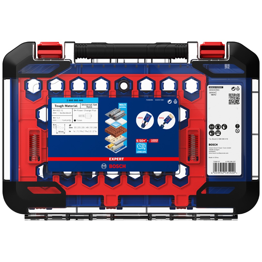 Bosch EXPERT Tough Material Lochsäge-Set, 22/25/35/40/51/68 mm, 9-tlg.