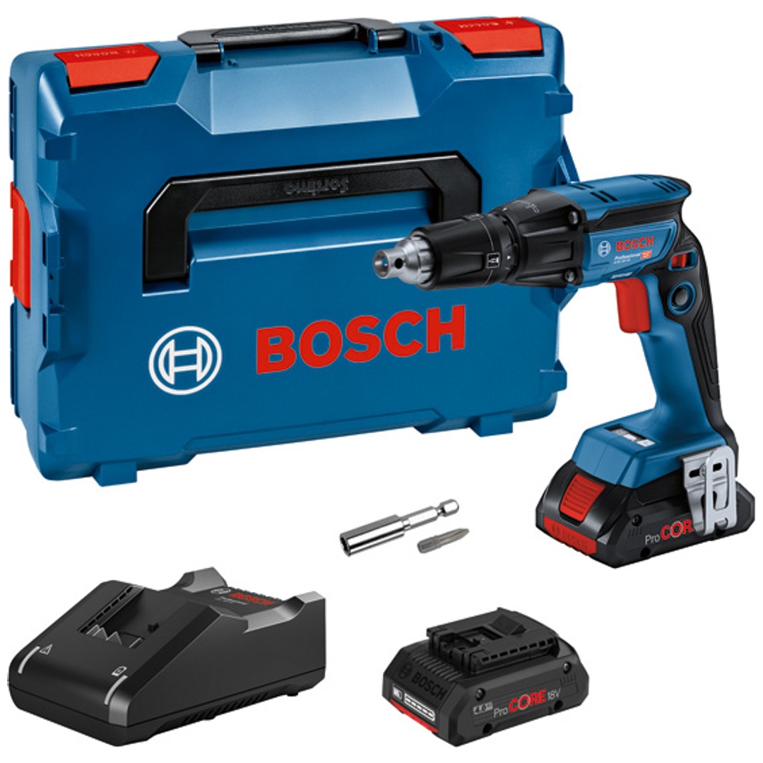 Bosch Akku-Trockenbauschrauber GTB 18V-45, 2 x Akku ProCORE18V 4.0Ah, Ladg. u. L-BOXX