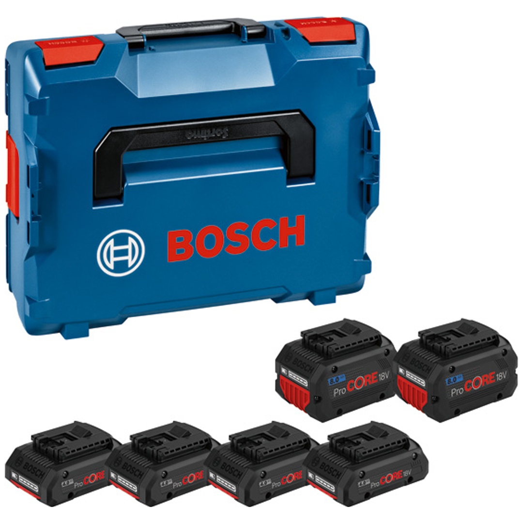 Bosch Professional Bosch Akkupack Akku Set 4x ProCORE18V 4,0Ah + 2x ProCORE18V 8,0Ah + L-BOXX mit Einlage