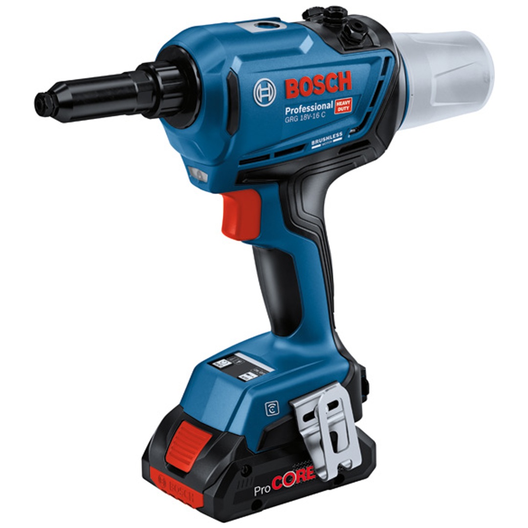 Bosch Professional Bosch Akku-Nietpistole GRG 18V-16 C: 2 Akkus, Schnellladegerät, Zubehör, in L-BOXX