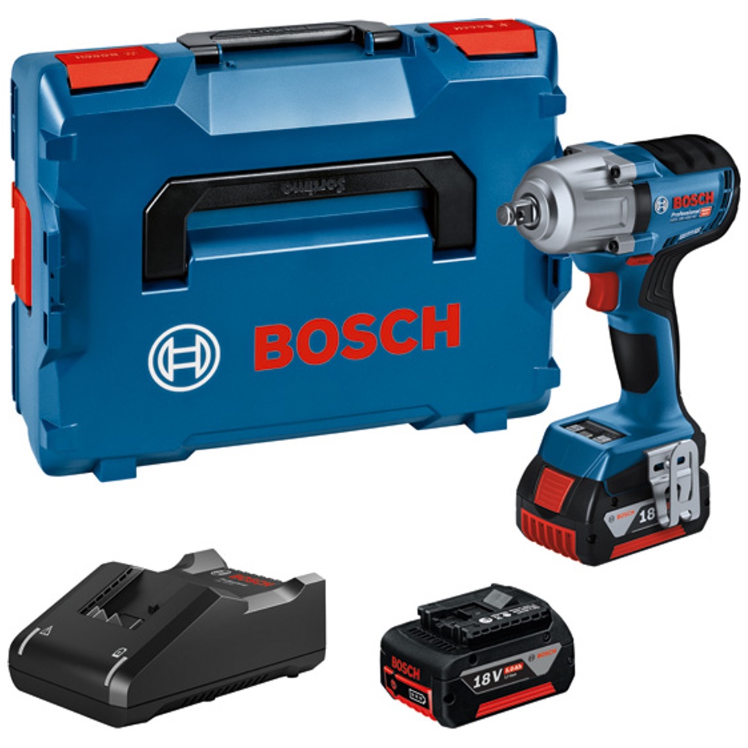 Bosch Akku-Drehschlagschrauber GDS 18V-450 HC, incl. 2x Akku GBA 5 Ah, Schnellladegerät, L-BOXX