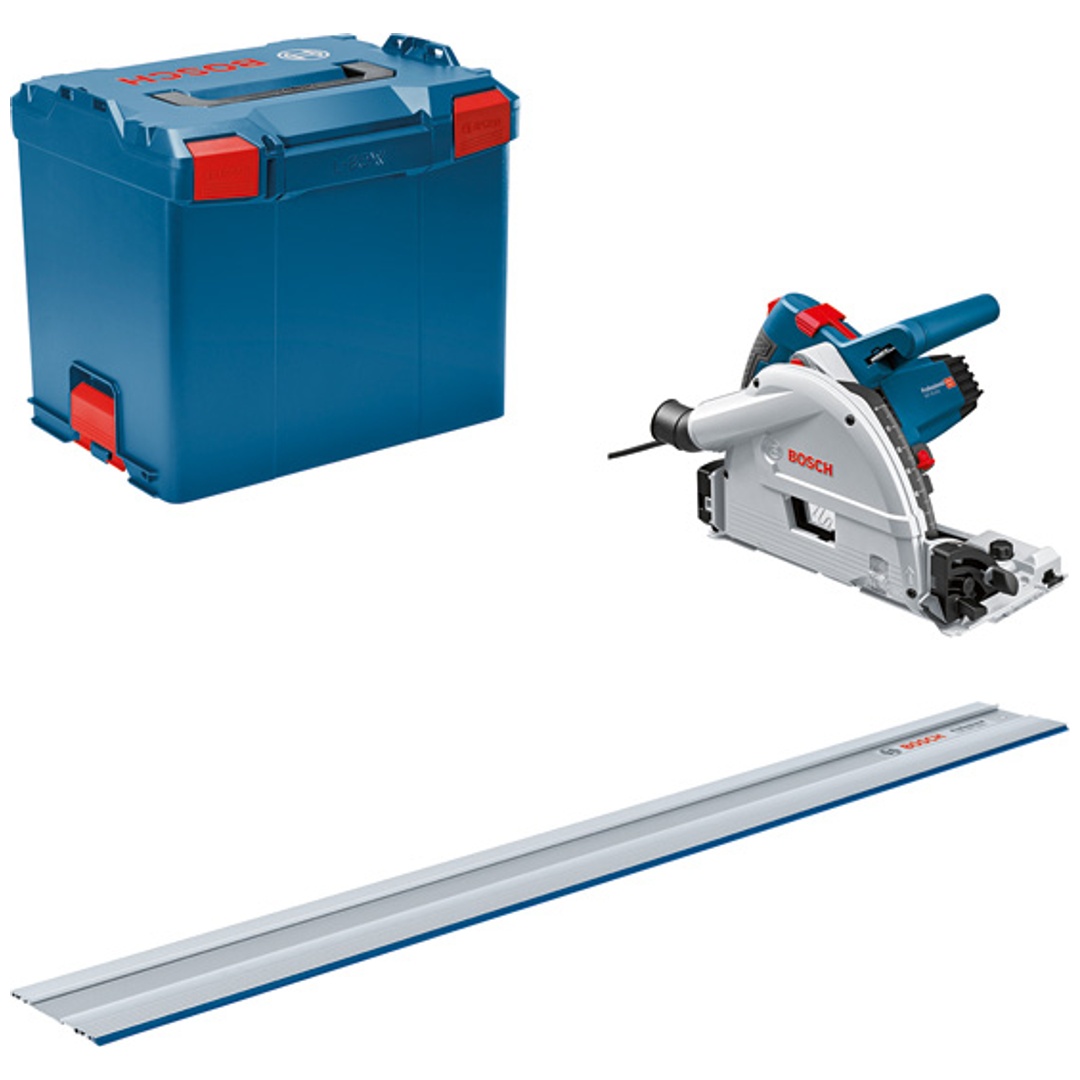 Bosch Tauchsäge GKT 55 GCE + Führungsschiene FSN 1400, incl. Kreissägeblatt, Zubehör, L-BOXX