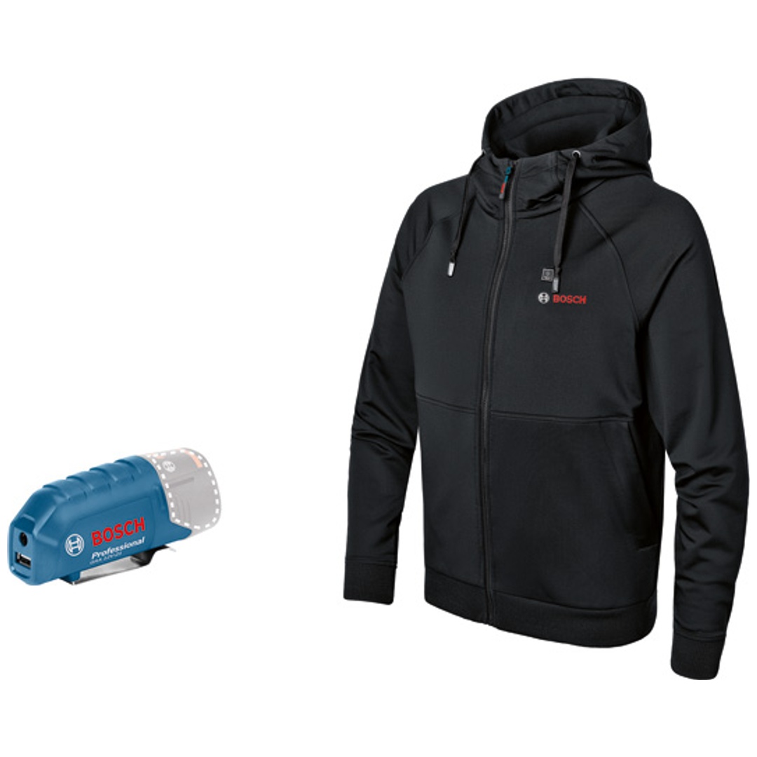 Bosch beheizbare Sweatjacke / Heizjacke GHH 12+18V XA (Basic Version) ohne Akku Gr. S schwarz
