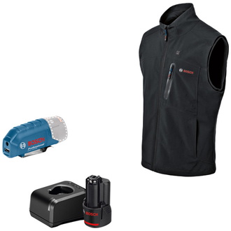 Bosch beheizbare Weste / Heizweste GHV 12+18V XA (Full Version) mit Akku, Gr. 2XL schwarz