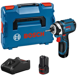 Bosch Akku-Drehschlagschrauber GDR 12V-105, incl. 2x Akku GBA 2 Ah, Schnellladegerät, L-BOXX
