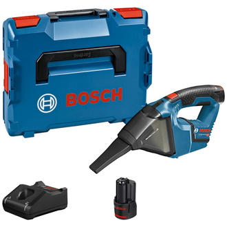 Bosch Akku-Sauger GAS 12V, mit 2 x 3,0 Ah Li-Ion Akku, Ladegerät, Zubehör, L-BOXX mit Einlage