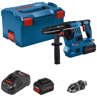 Bosch Akku-Bohrhammer GBH 18V-28 CF, SDS-plus, incl. 2x Akku ProCORE 8 Ah, Schnellladegerät, Zubehör, L-BOXX
