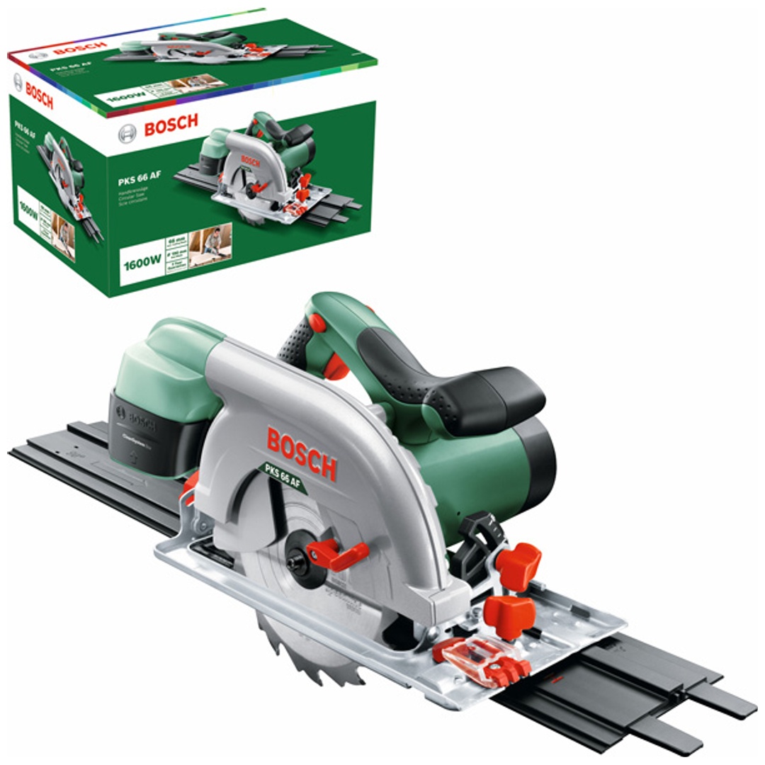 Bosch Handkreissäge PKS 66 AF, incl. Sägeblatt, Parallelanschlag, Zubehör, Karton