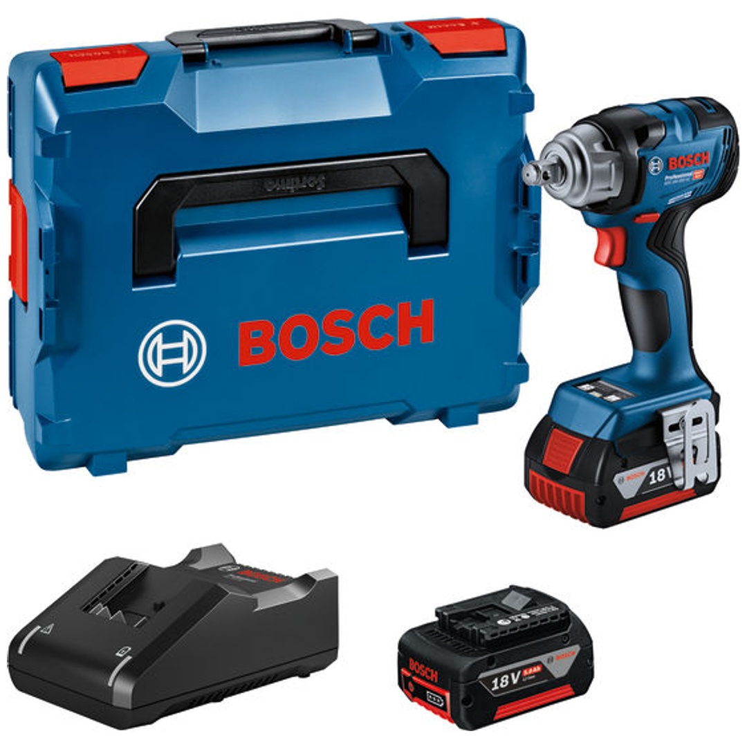 Bosch Akku-Drehschlagschrauber GDS 18V-330 HC, incl. 2x Akku GBA 5 Ah, Schnellladegerät, L-BOXX