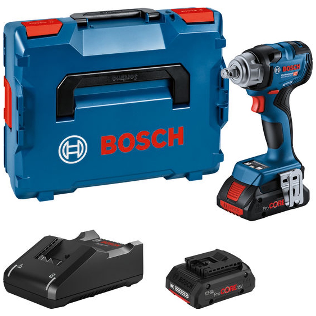 Bosch Akku-Drehschlagschrauber GDS 18V-330 HC, incl. 2x Akku ProCORE 4 Ah, Schnellladegerät, L-BOXX