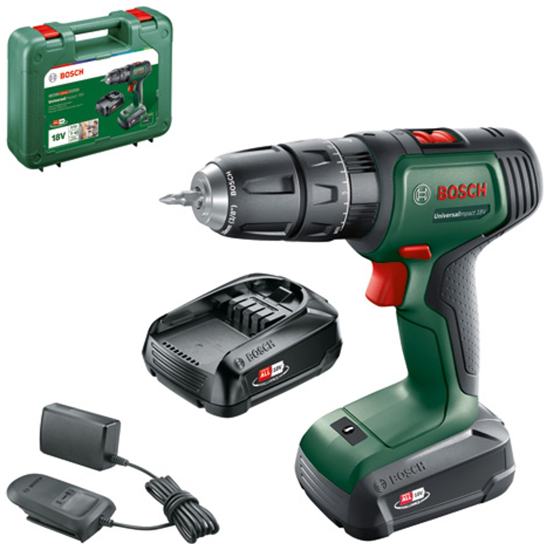 Bosch Akku-Zweigang-Schlagbohrschrauber UniversalImpact 18V, incl. 2x Akku PBA, Ladegerät, Tragekoffer