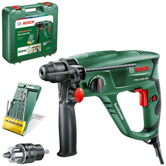 Bosch Bohrhammer PBH 2500 SRE, SDS-plus, incl. Bohrerset, Zubehör, Tragekoffer