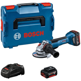Bosch Akku-Winkelschleifer GWS 18V-10 P, incl. Zubehör, 2 x Akku, Schnellladegerät, L-BOXX