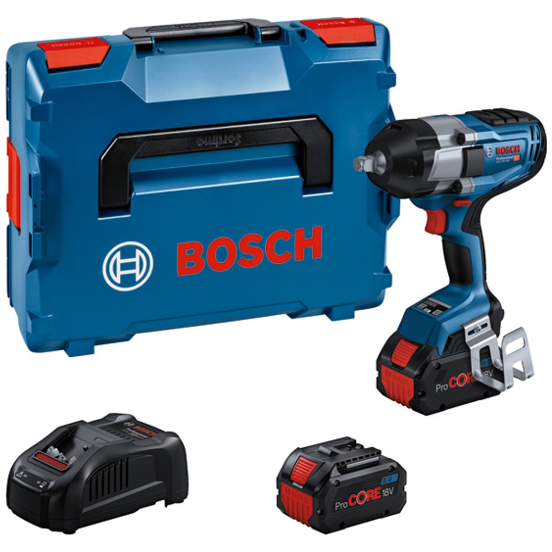 Bosch Akku-Drehschlagschrauber BITURBO GDS18V-1000, incl. 2x Akku ProCORE 8 Ah, Schnellladegerät, L-BOXX