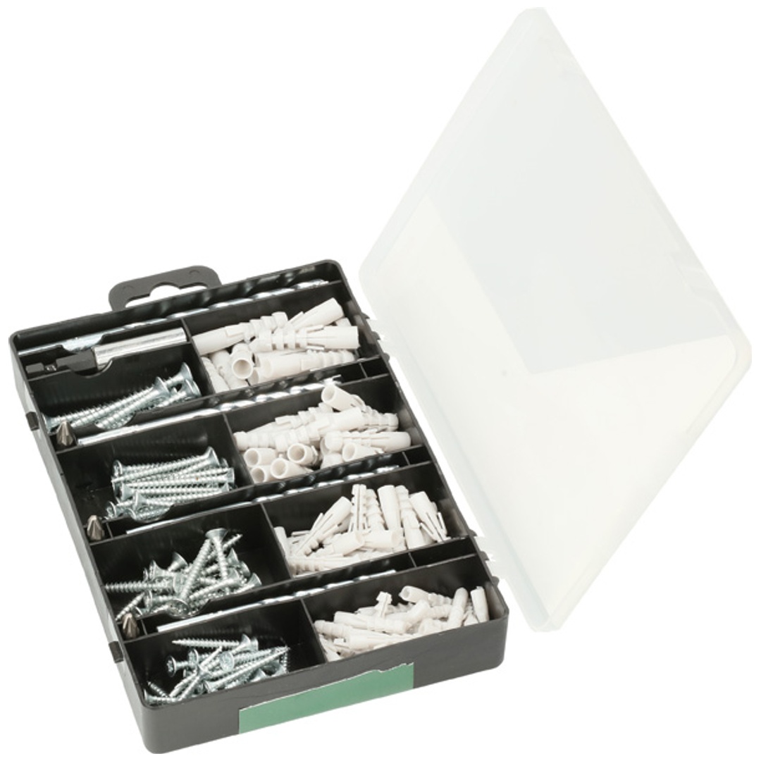 Bosch Befestigungs-Set 173-teilig, Bohrer, Dübel, Schrauben, Bits in Sortierbox