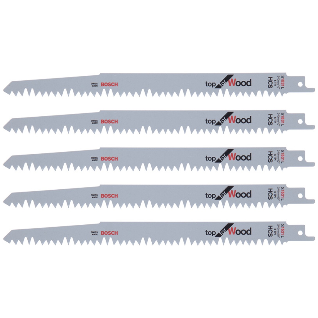 Bosch Säbelsägeblatt S 1531 L, Top for Wood, 5er-Pack