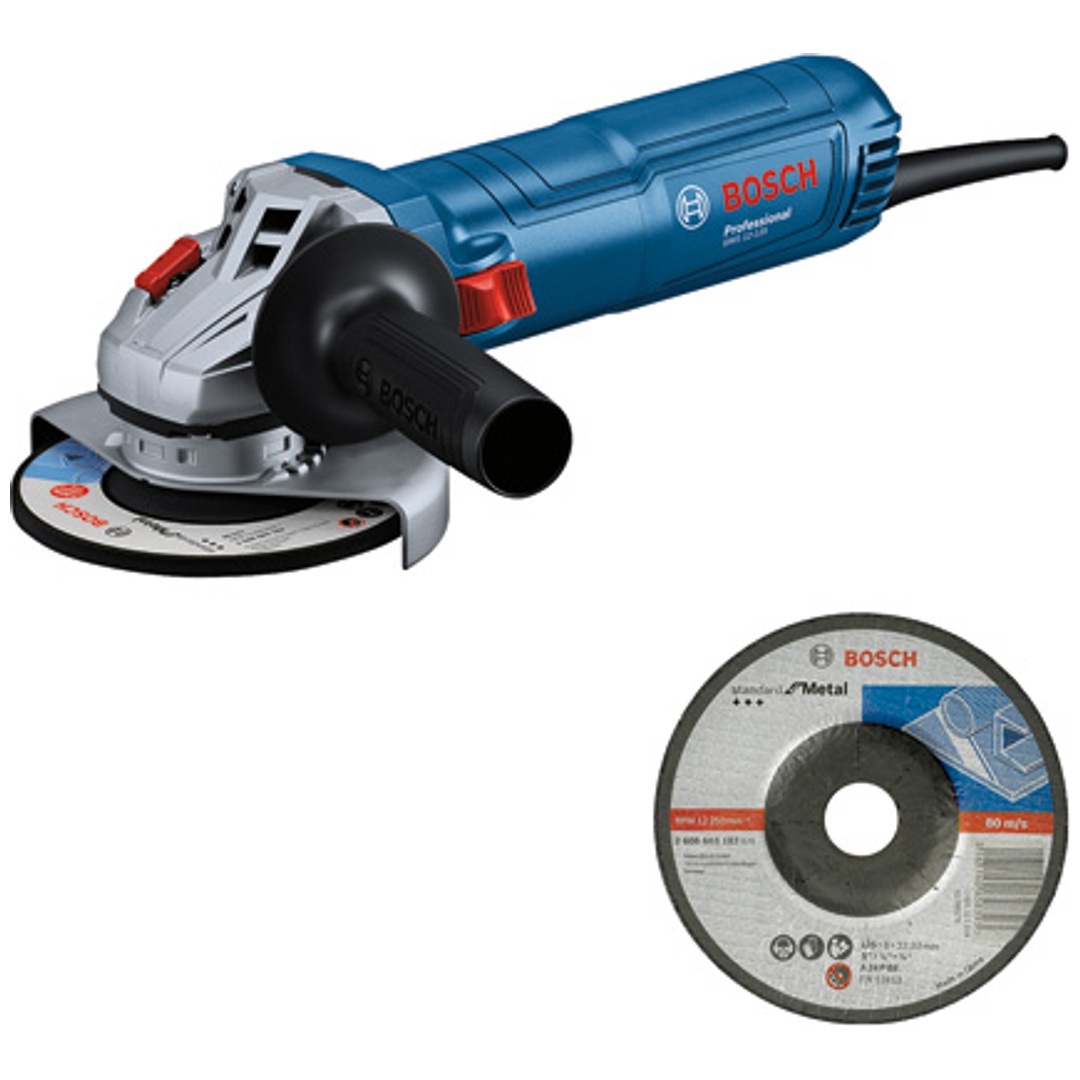 Bosch Winkelschleifer GWS 12-125, incl. Schruppscheibe, Zubehör, Karton