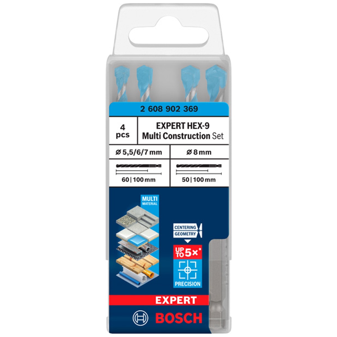 Bosch EXPERT HEX-9 Multi Construction Bohrer-Set, 5,5/6/7/8 mm, 4-tlg.