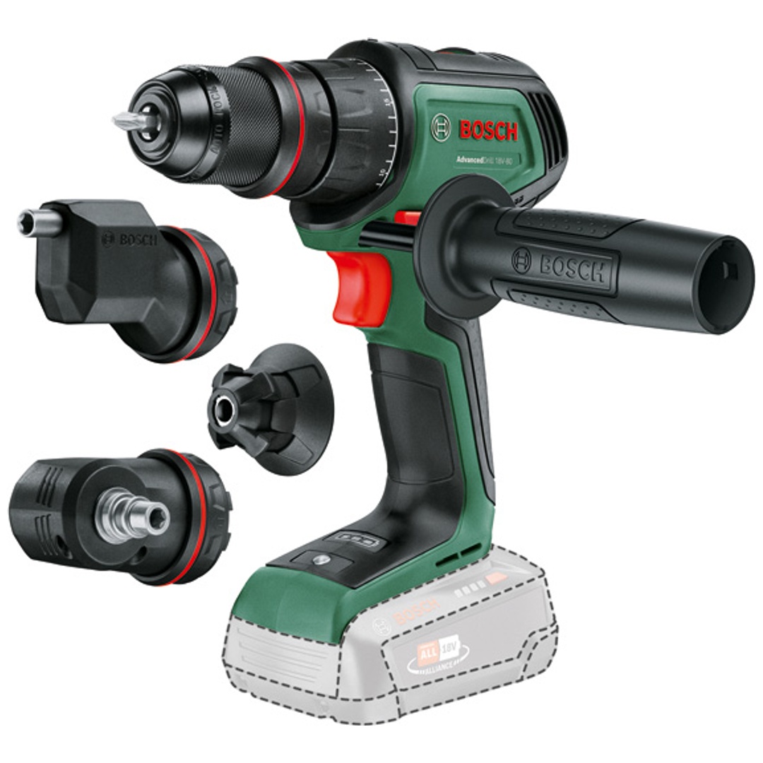 Bosch Akku-Bohrschrauber AdvancedDrill 18V-80 QuickSnap + 3 Aufsätze, incl. Zubehör, Karton
