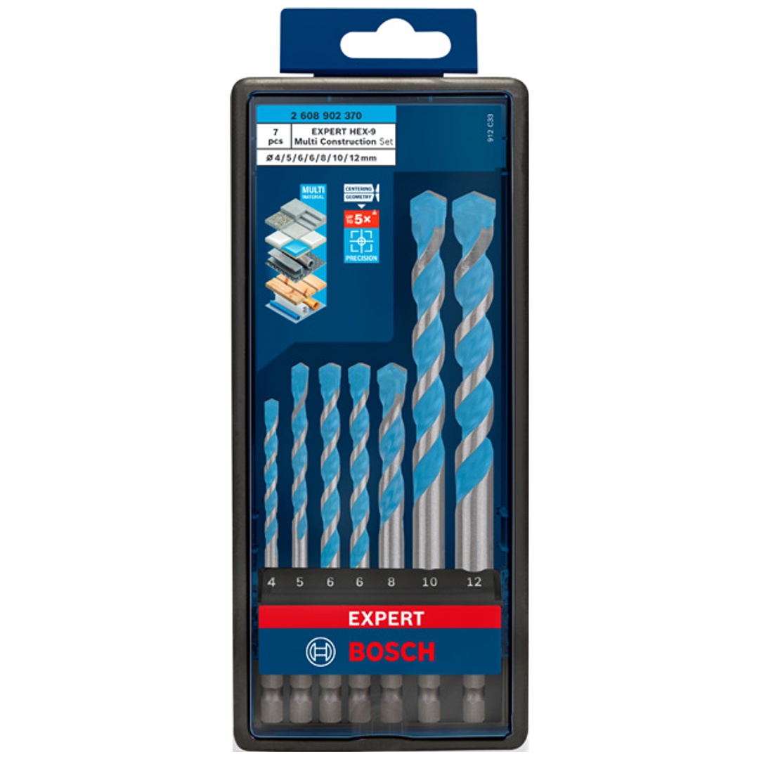 Bosch EXPERT HEX-9 Multi Construction Bohrer-Set, 4/5/6/8/10/12 mm, 7-tlg.