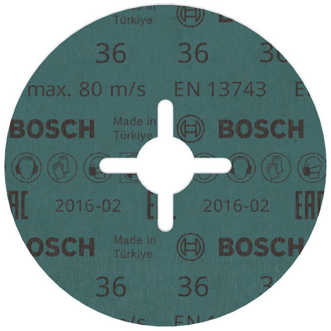 Bosch Fiberschleifscheibe R574, Best for Metal, Zirkonkorund, 125 mm, 22,23 mm, 36