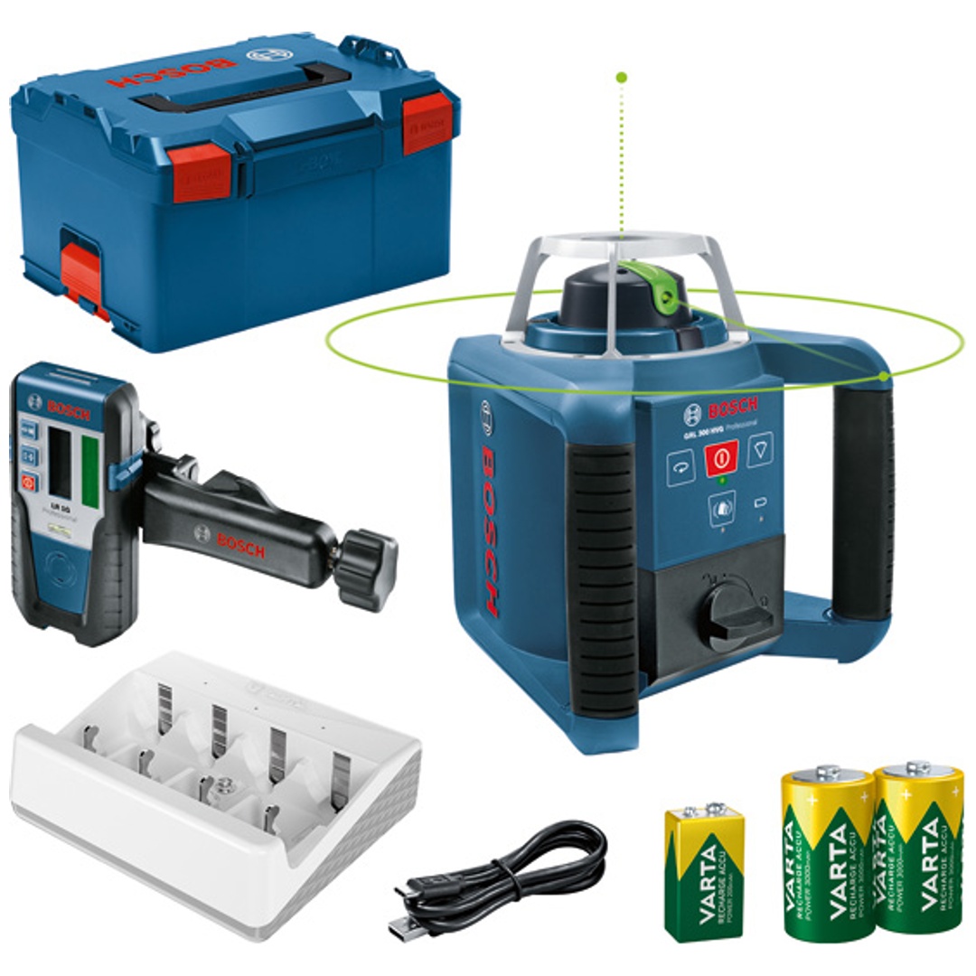 Bosch Professional Bosch Rotationslaser GRL 300 HVG + Laser-Empfänger LR 1 G, incl. Zubehör, L-BOXX