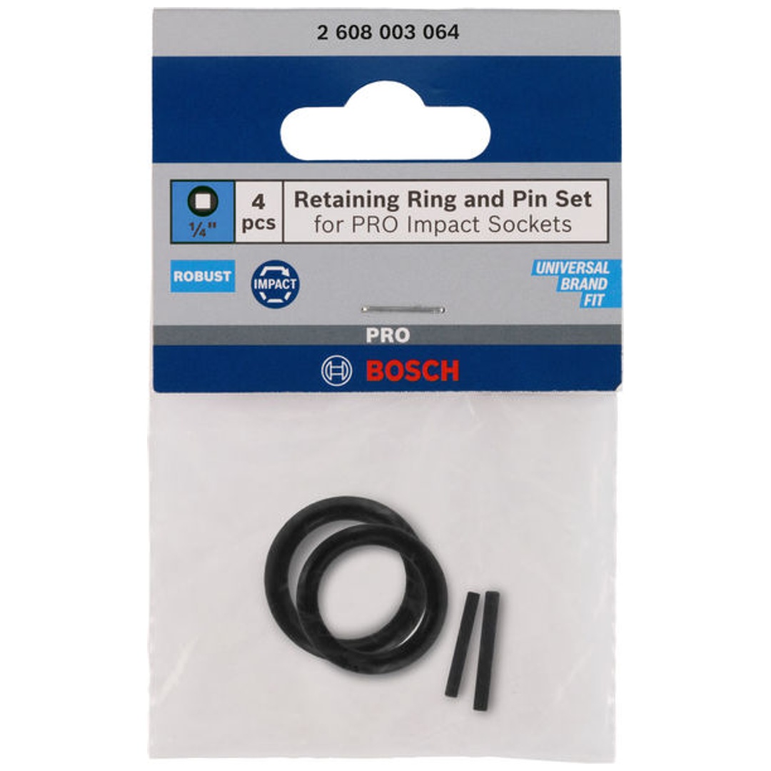 Bosch Haltering und Stift für PRO Impact Steckschlüsseleinsätze, 1/4, 4-tlg.