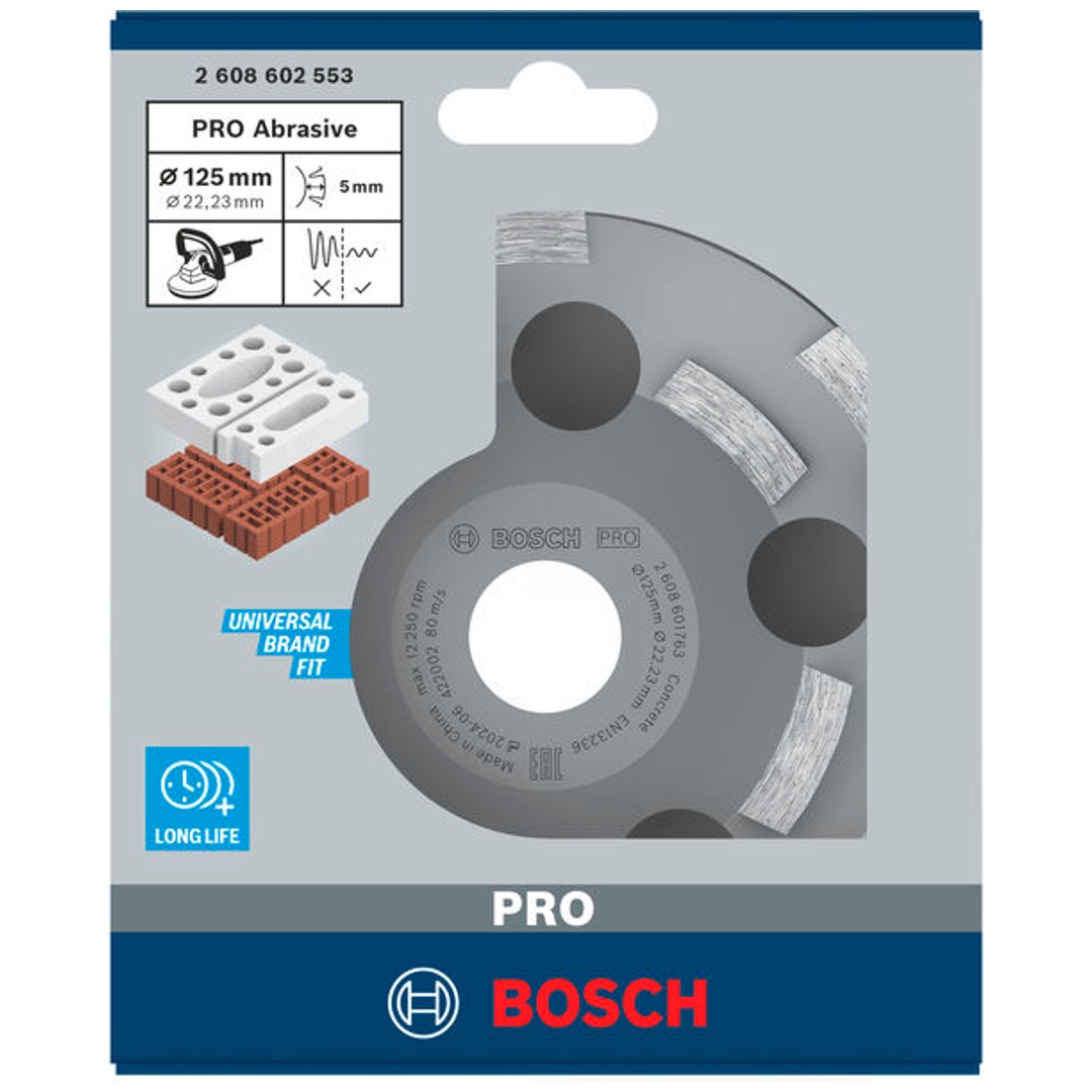Bosch Diamanttopfscheibe Expert for Abrasive, 50 g/mm, 125 x 22,23 x 4,5 mm