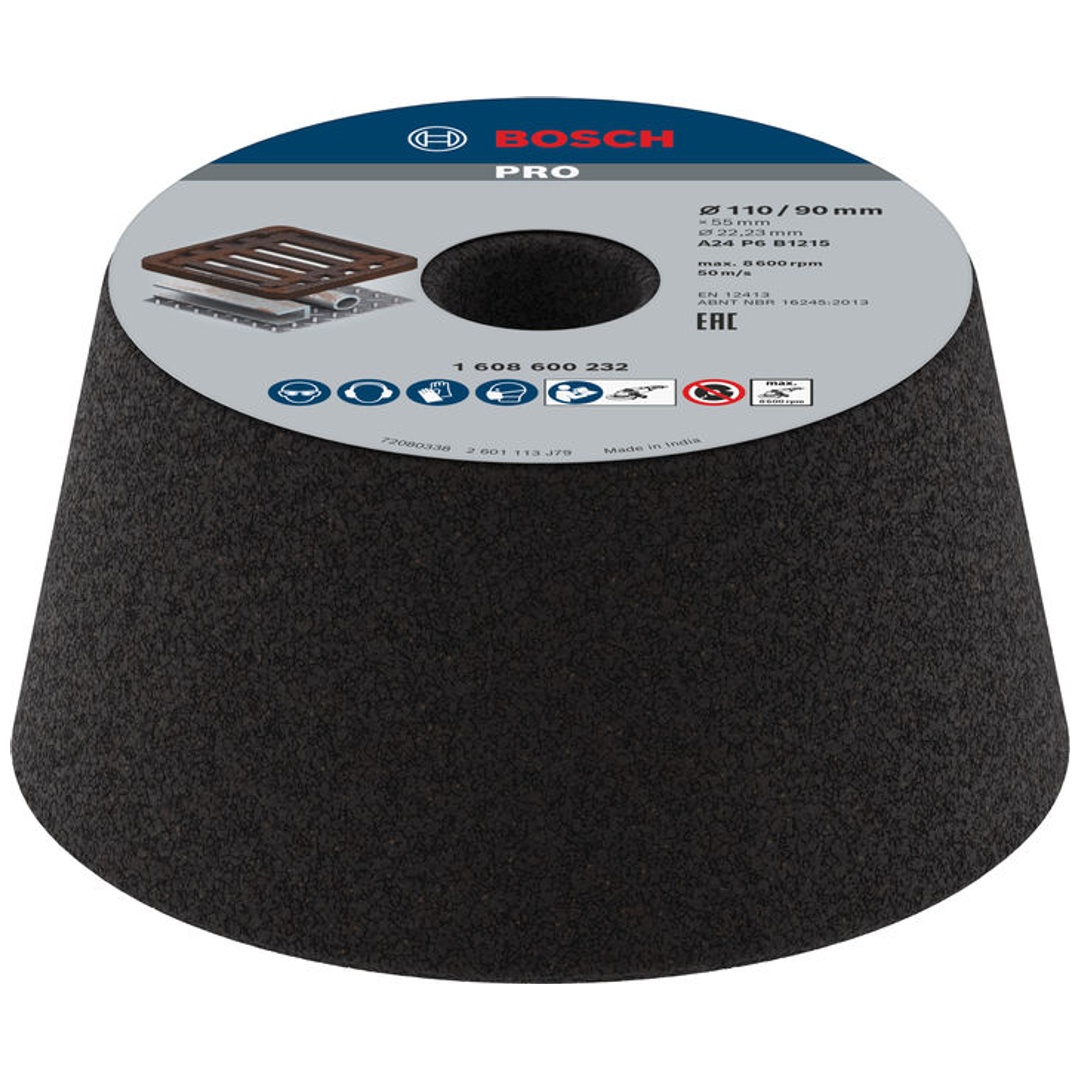 Bosch Schleiftopf, konisch-Metall/Guss 90 mm, 110 mm, 55 mm, 24