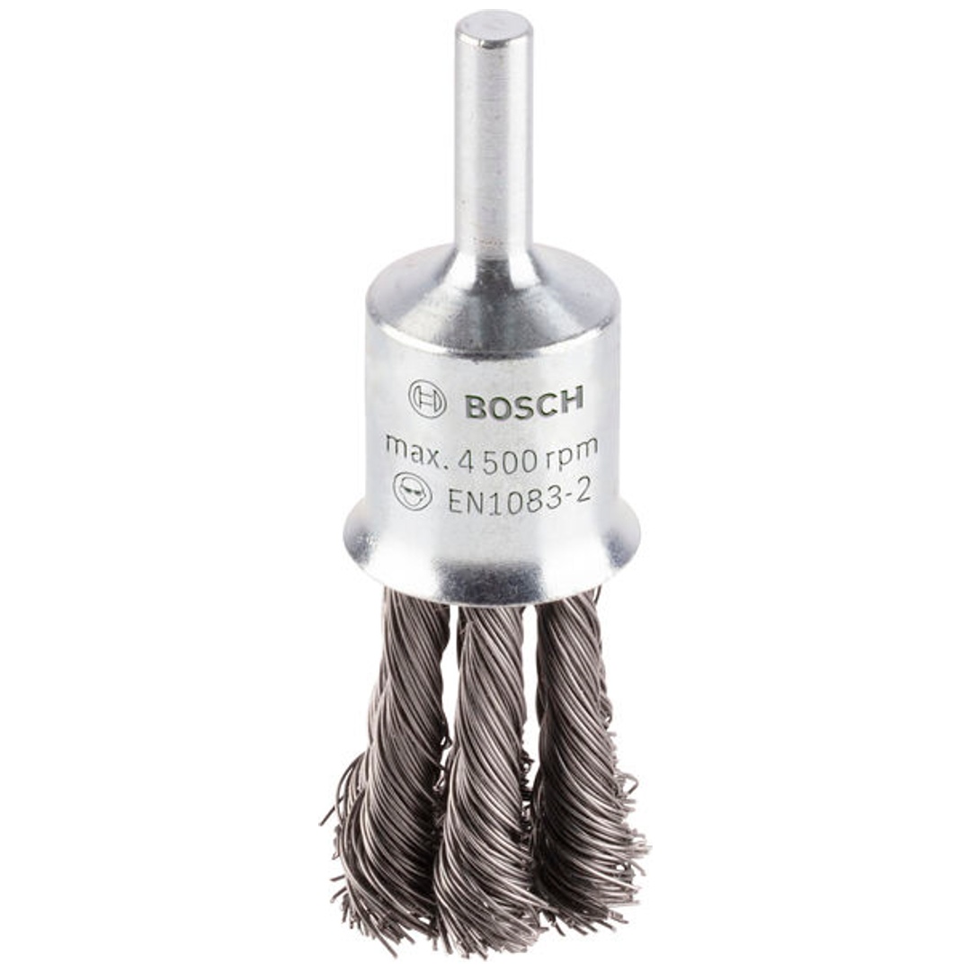 Bosch Pinselbürste, Stahl, gezopfter Draht, 0,35 mm, 19 mm, 4500 U/ min