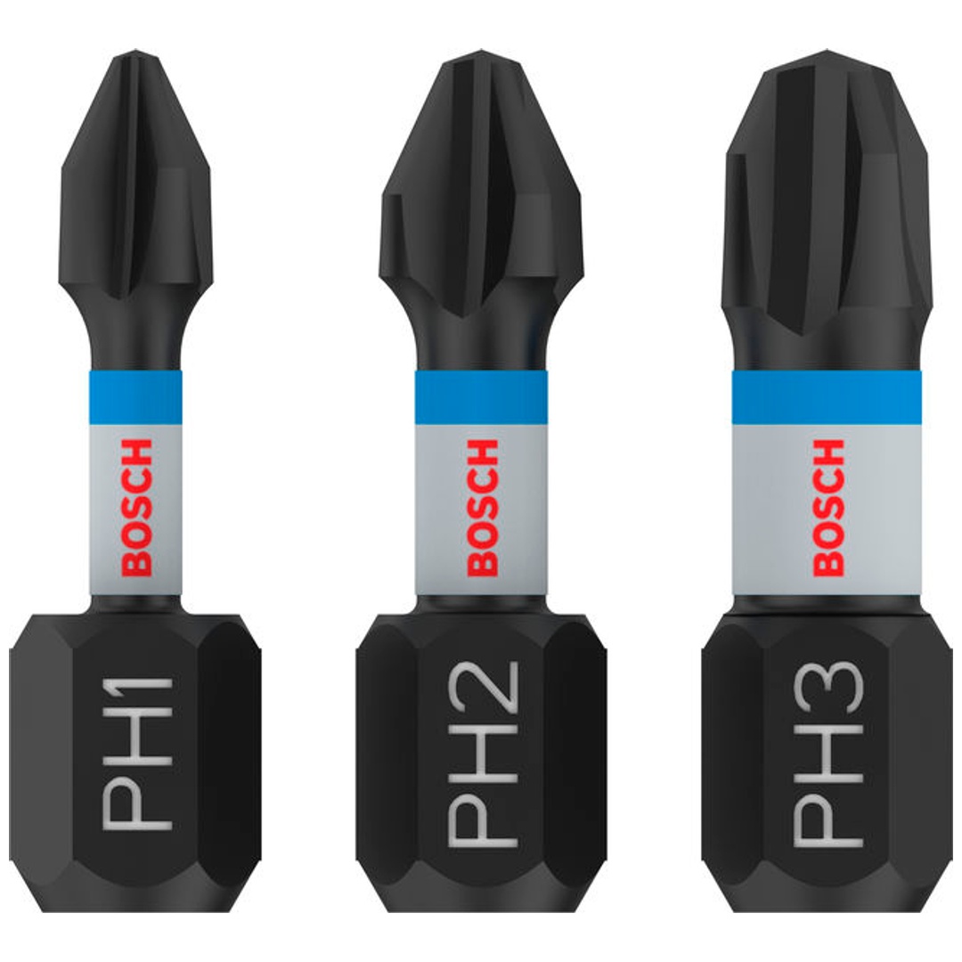 Bosch PRO PH Impact Bit, PH1 x 25, PH2 x 25, PH3 x 25 mm, 3-tlg.