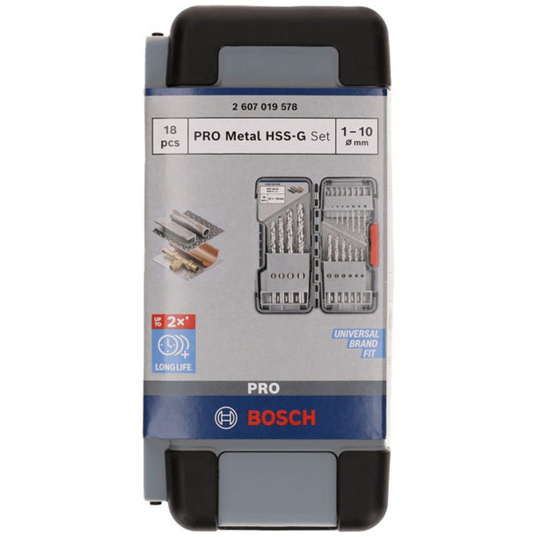 Bosch 18-tlg. Metallbohrer-Set, Toughbox, HSS-G, DIN 338, 135°, 1–10 mm