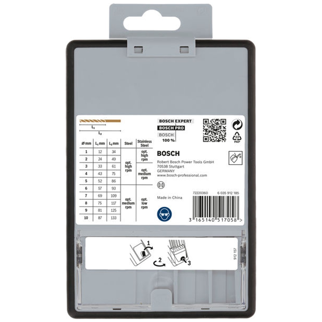Bosch PRO Stainless Steel HSS-Co Spiralbohrer-Set, 10-tlg.