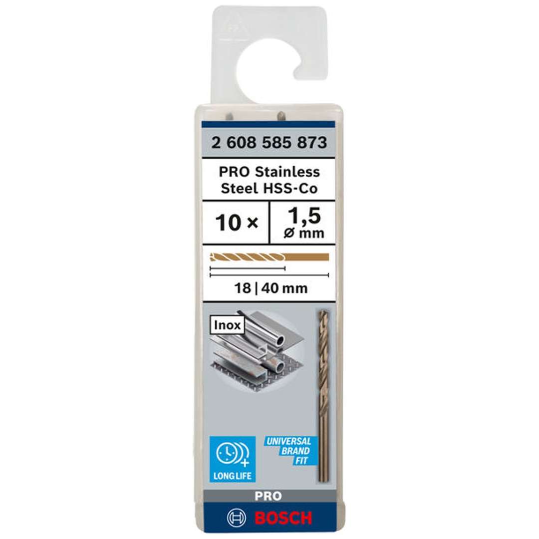 Bosch PRO Stainless Steel HSS-Co Spiralbohrer, 1 x 18 x 40 mm, 10-tlg.