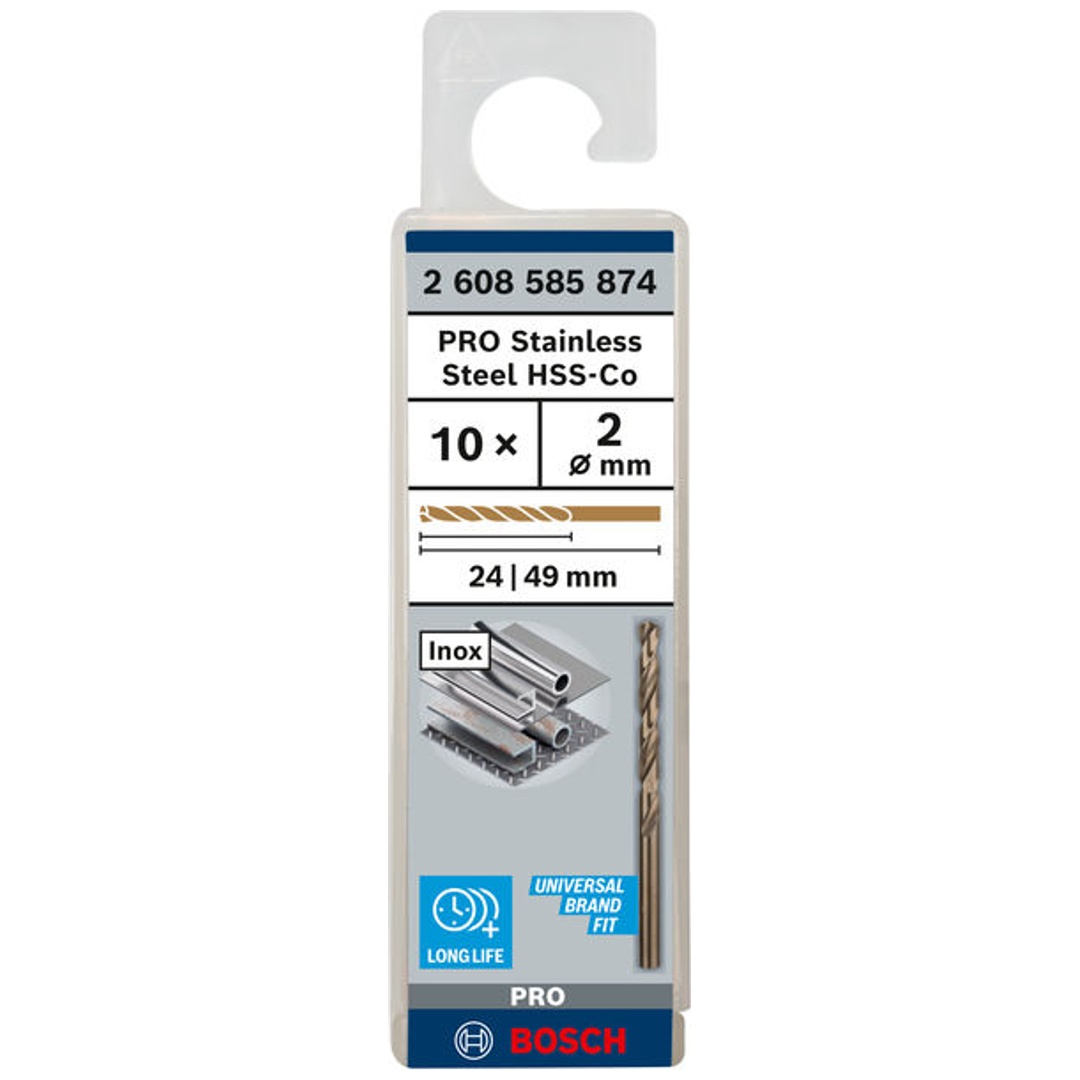 Bosch PRO Stainless Steel HSS-Co Spiralbohrer, 2 x 24 x 49 mm, 10-tlg.