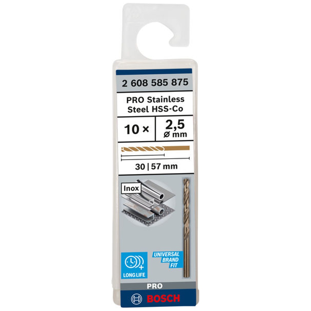 Bosch PRO Stainless Steel HSS-Co Spiralbohrer, 2 x 30 x 57 mm, 10-tlg.