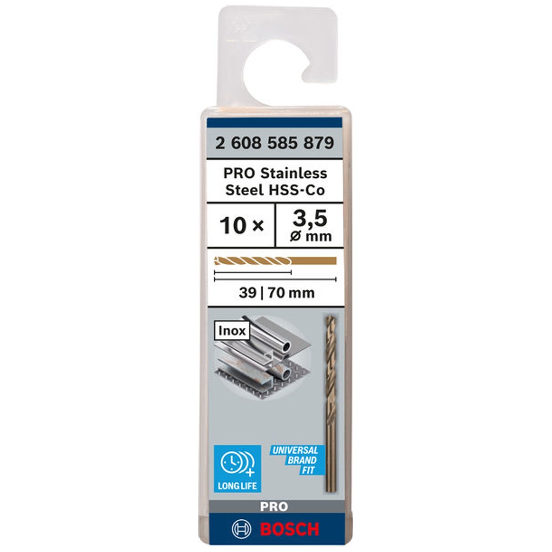 Bosch PRO Stainless Steel HSS-Co Spiralbohrer, 3,5 x 39 x 70 mm, 10-tlg.