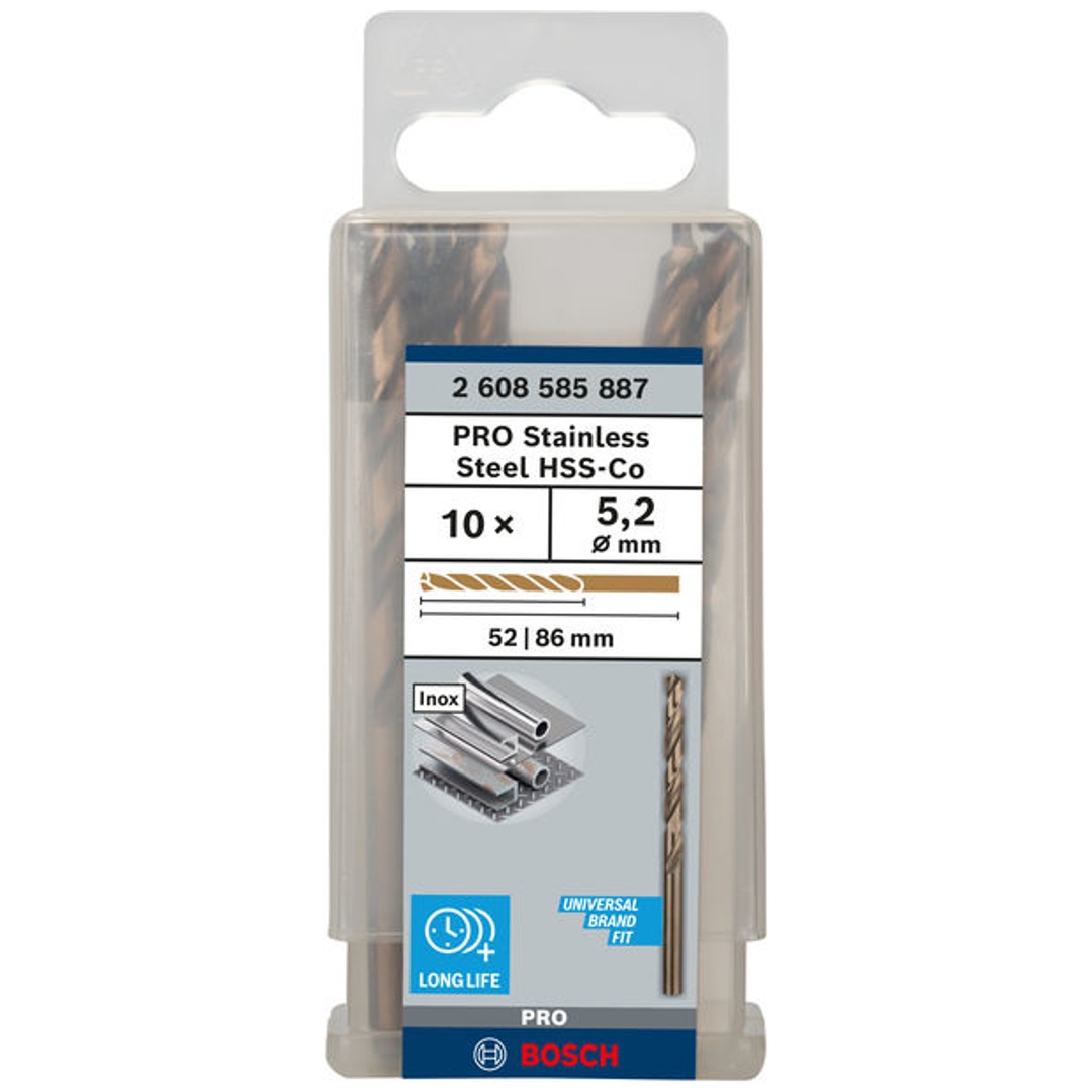 Bosch PRO Stainless Steel HSS-Co Spiralbohrer, 5,2 x 52 x 86 mm, 10-tlg.