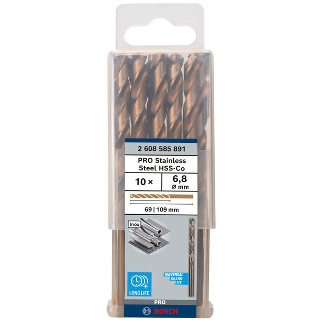 Bosch PRO Stainless Steel HSS-Co Spiralbohrer, 6,8 x 69 x 109 mm, 10-tlg.