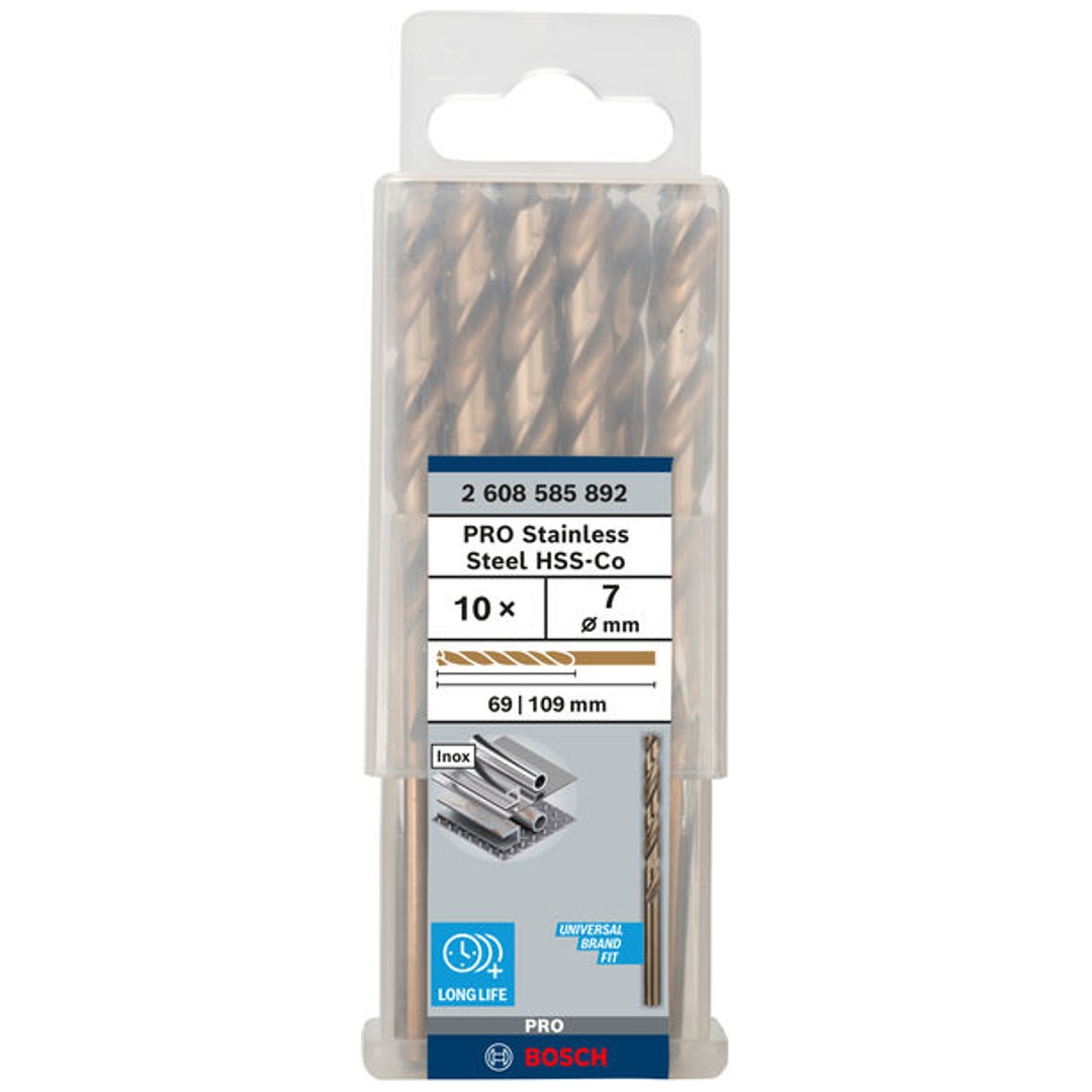 Bosch PRO Stainless Steel HSS-Co Spiralbohrer, 7 x 69 x 109 mm, 10-tlg.