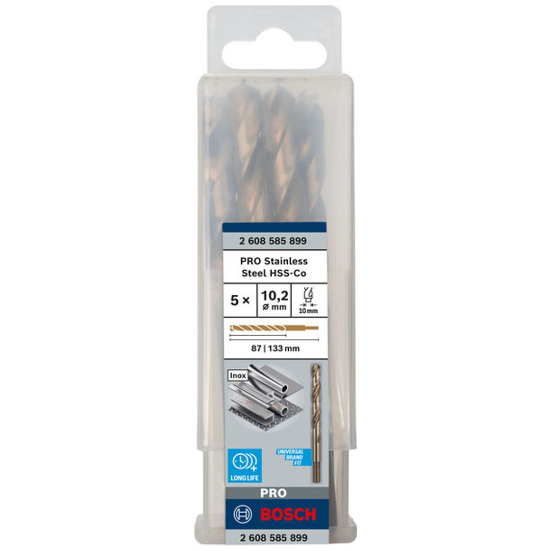 Bosch PRO Stainless Steel HSS-Co Spiralbohrer, 10,2 x 87 x 133 mm, 5-tlg.