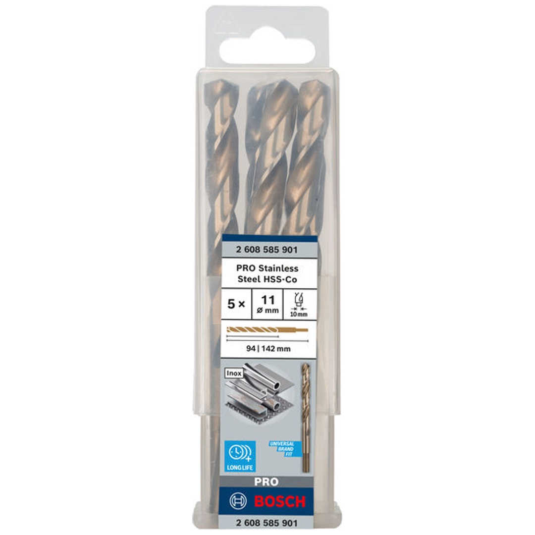 Bosch PRO Stainless Steel HSS-Co Spiralbohrer, 11 x 94 x 142 mm, 5-tlg.
