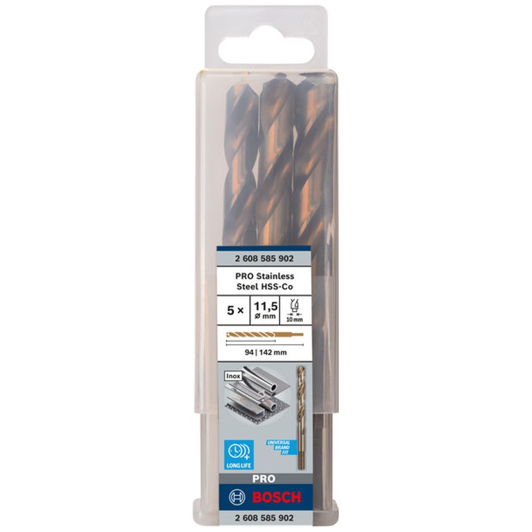 Bosch PRO Stainless Steel HSS-Co Spiralbohrer, 11,5 x 94 x 142 mm, 5-tlg.