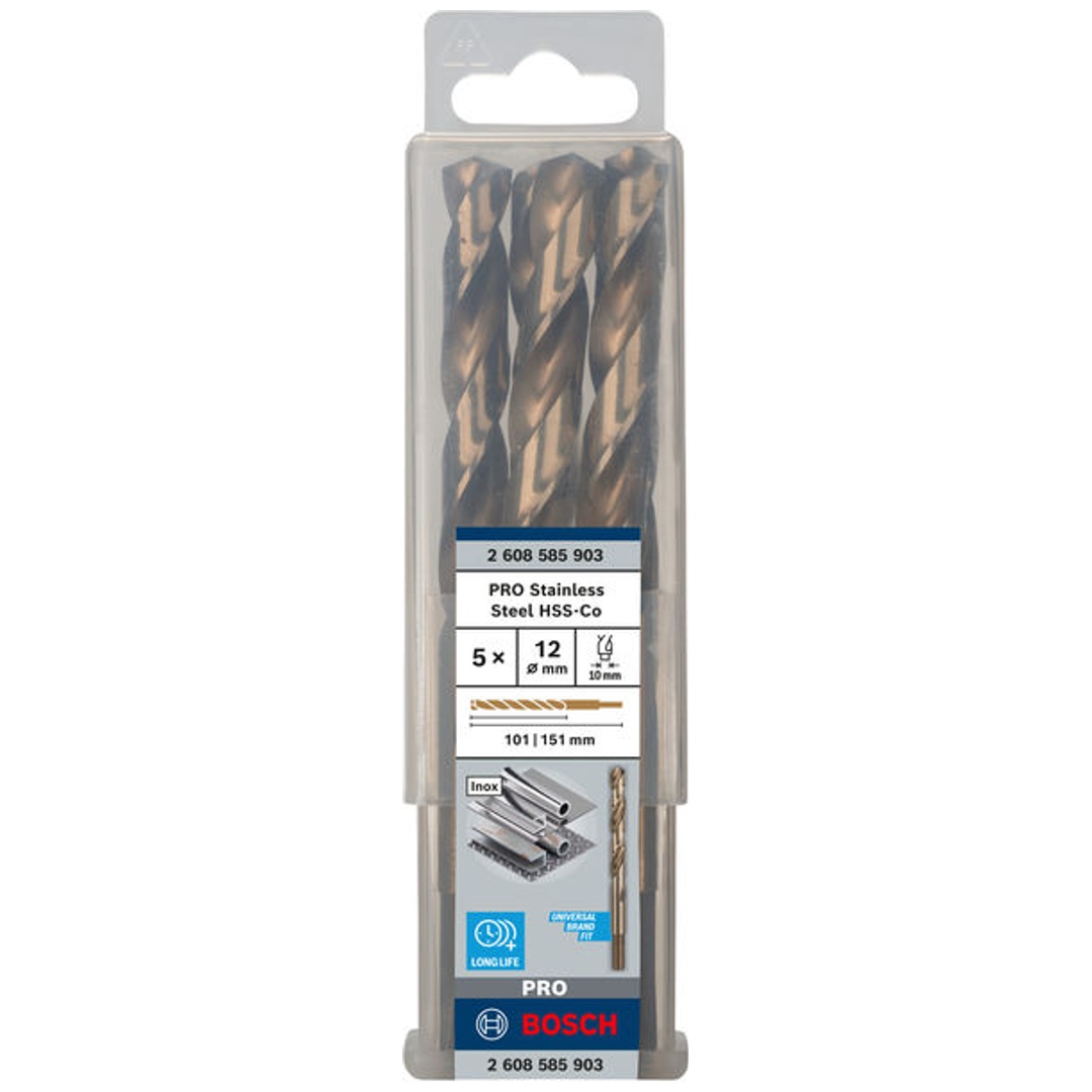 Bosch PRO Stainless Steel HSS-Co Spiralbohrer, 12 x 101 x 151 mm, 5-tlg.