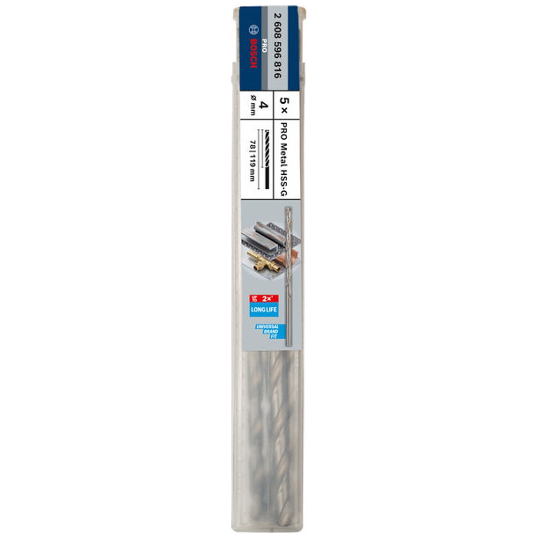 Bosch PRO Metal HSS-G Spiralbohrer, 4 x 78 x 119 mm, 5-tlg.