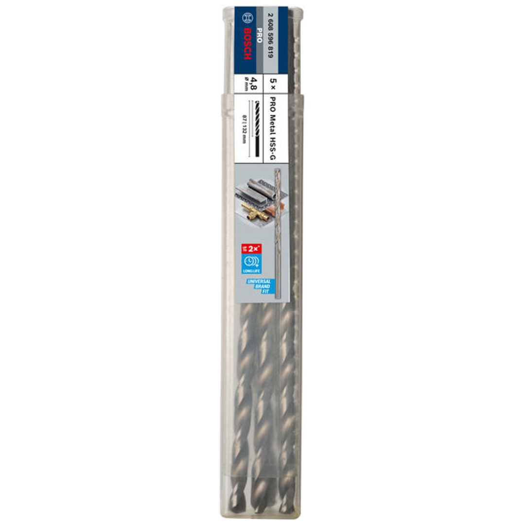 Bosch PRO Metal HSS-G Spiralbohrer, 4,8 x 87 x 132 mm, 5-tlg.