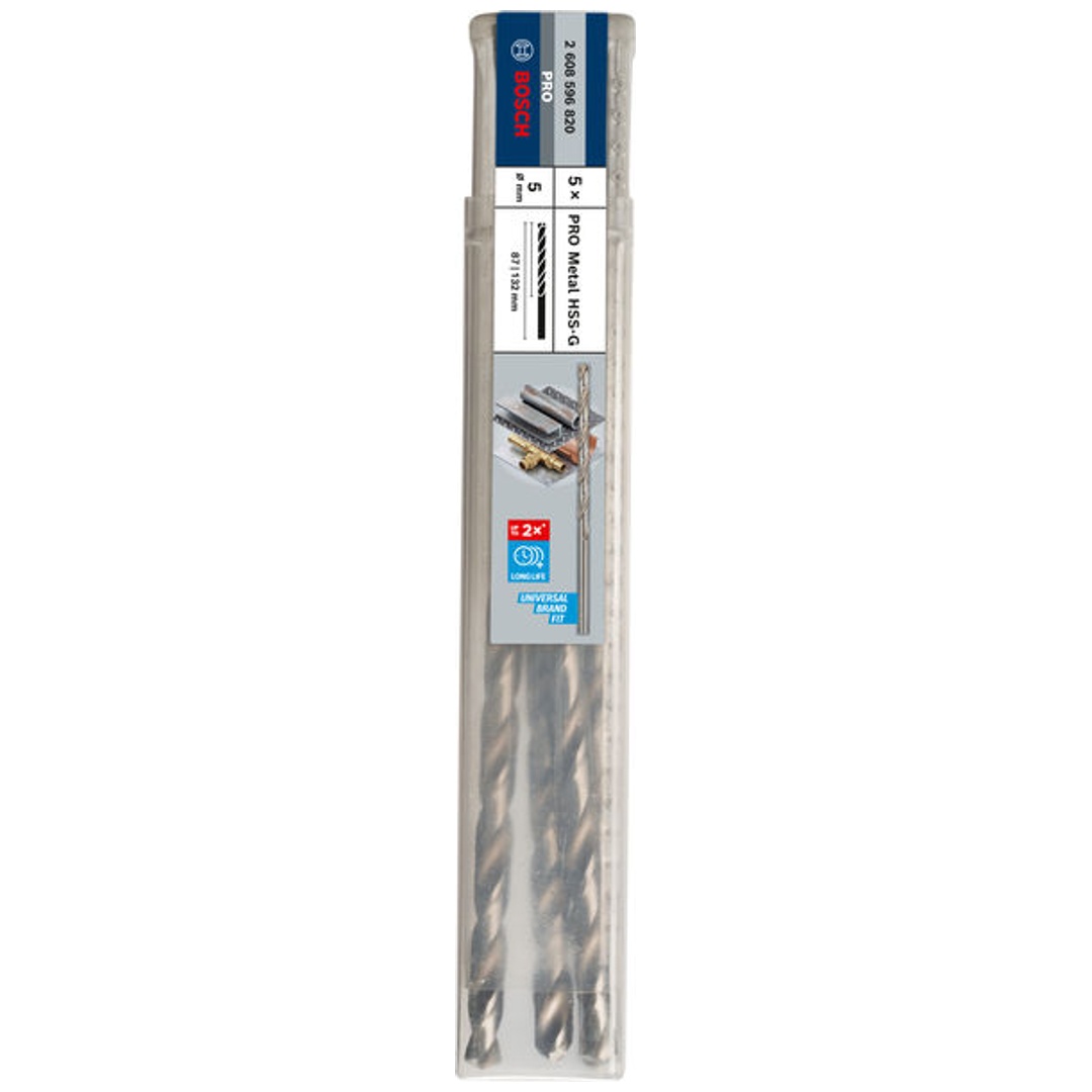 Bosch PRO Metal HSS-G Spiralbohrer, 5 x 87 x 132 mm, 5-tlg.
